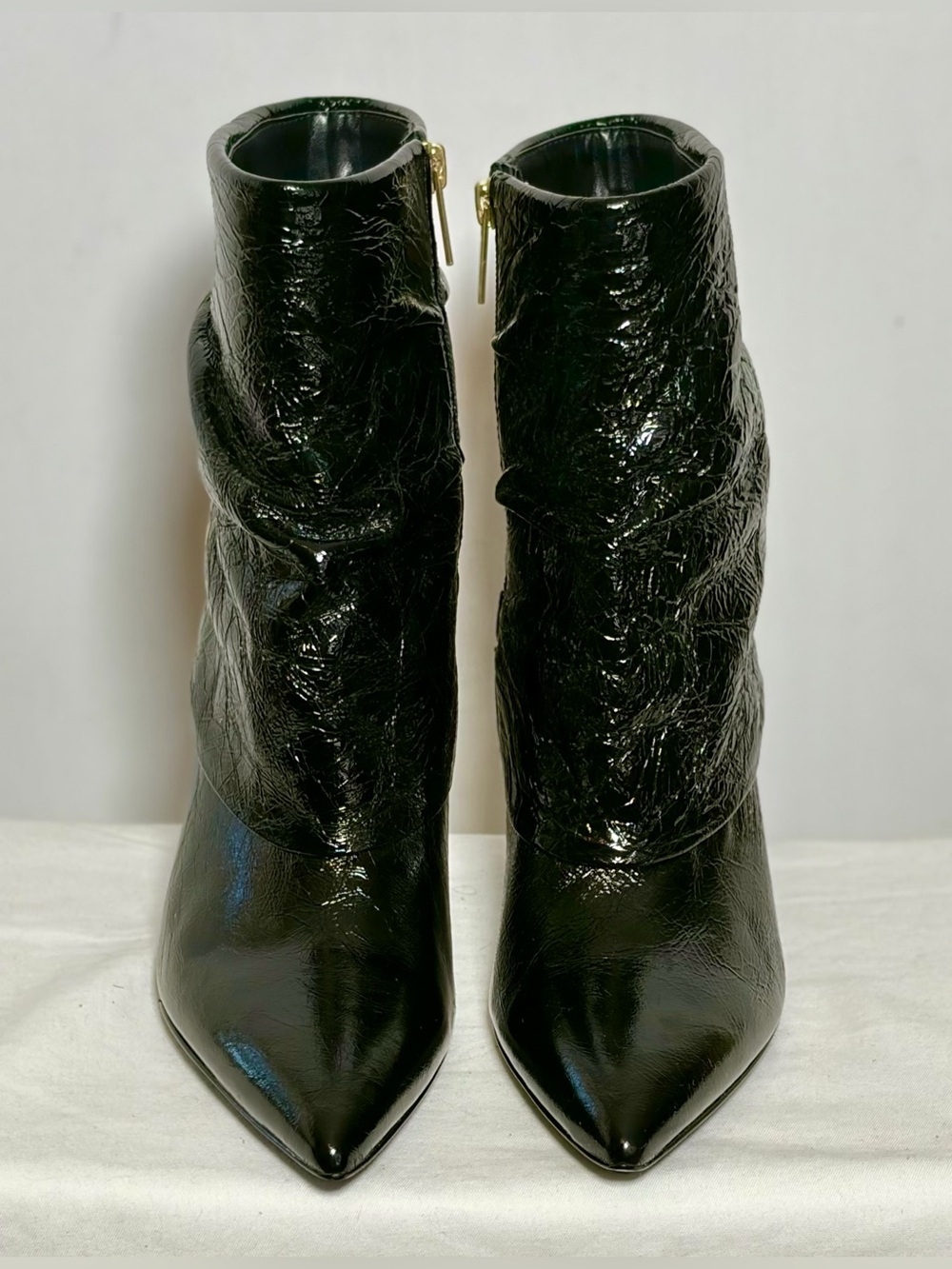 Vince Camuto Blaira Black Crinkle Patent
Leather Pointed Toe Ankle Booties, 6M - Picture 5 of 16